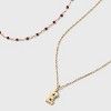 14K Gold Dipped Beaded Initial Necklace Set 2pc - A New Day™ Gold/Marron - 4 of 4
