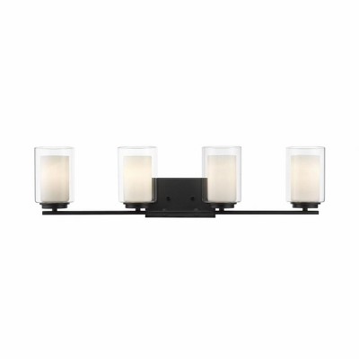 Matte Black 4-Light Glass Shade Vanity Fixture