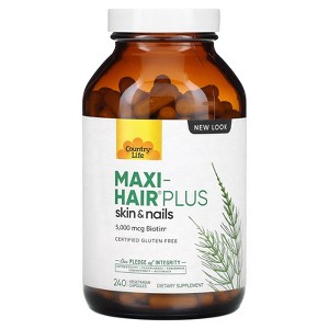 Country Life Maxi-Hair Plus, 5,000 mcg, 240 Vegetarian Capsules (1,250 mcg per Capsule) - 1 of 2