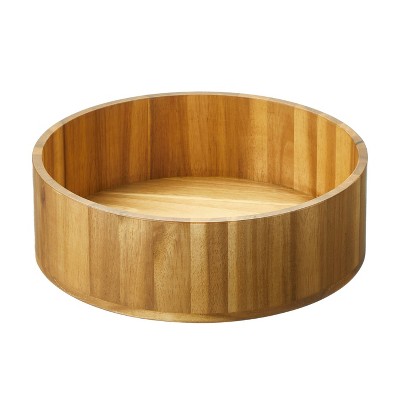 iDESIGN 10.5 Inch Round Acacia Wood Lazy Susan Organizer Natural: Kitchen Cabinet Storage, Spot Clean, Brown Wood