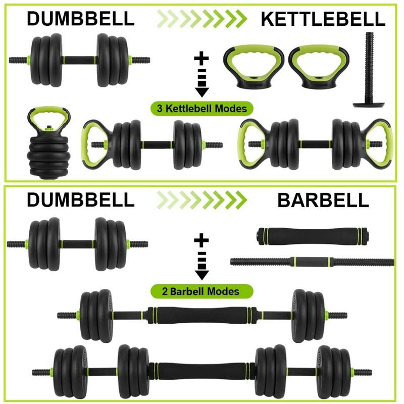 Adjustable Kettlebell Set, 4 in 1 Adjustable Dumbbell Set,44lbs/66lbs/88lbs Weight Set, 4 of 9