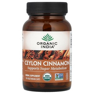 Organic India Ceylon Cinnamon, 650 mg, 90 Vegetarian Caps (325 mg per Capsule) - 1 of 3