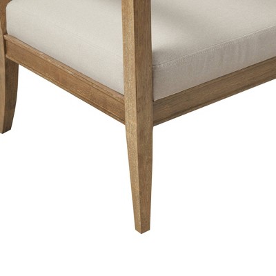 Ivory Upholstered Accent Chair with Medium Wood Frame