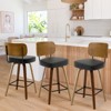 Bekrvio Swivel Counter Height Bar Stools Set of 1/2/3/4,26" Faux Leather Upholstered Bar Stools with Back & Bent Wood Frame for Kitchen Island - 2 of 4