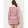 INSPIRE CHIC Women's Outfits Plaid Tweed Short Blazer and Skirt Suit Set 2 Pieces - 3 of 4