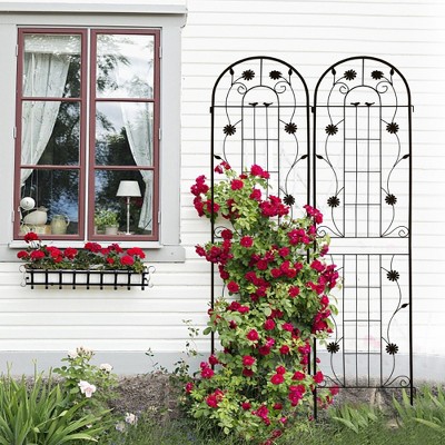 JUJABU 2 Pack Metal Garden Trellis 86.7" x 19.7"  for Climbing Plants Outdoor Flower Support
