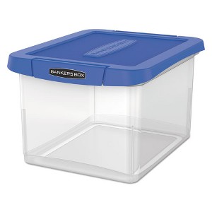 Bankers Box Heavy Duty Plastic File Storage, Letter/Legal Files, 14" x 17.38" x 10.5", Clear/Blue - 1 of 4