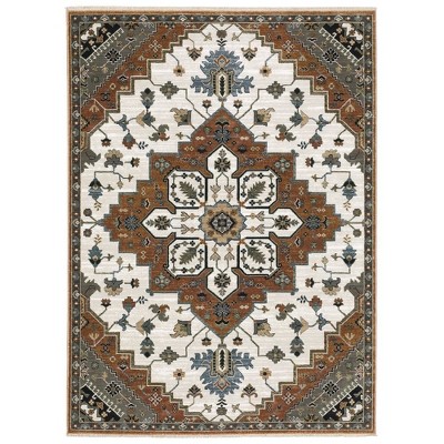Oriental Weavers Keira KEI03 Rust / Ivory Indoor Area Rug - 2'3" x 7'6"