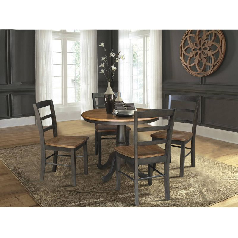 36&#34; Arthur Round Dining Table with 4 Madrid Ladderback Chairs Hickory/Washed Coal - International Concepts, 3 of 6