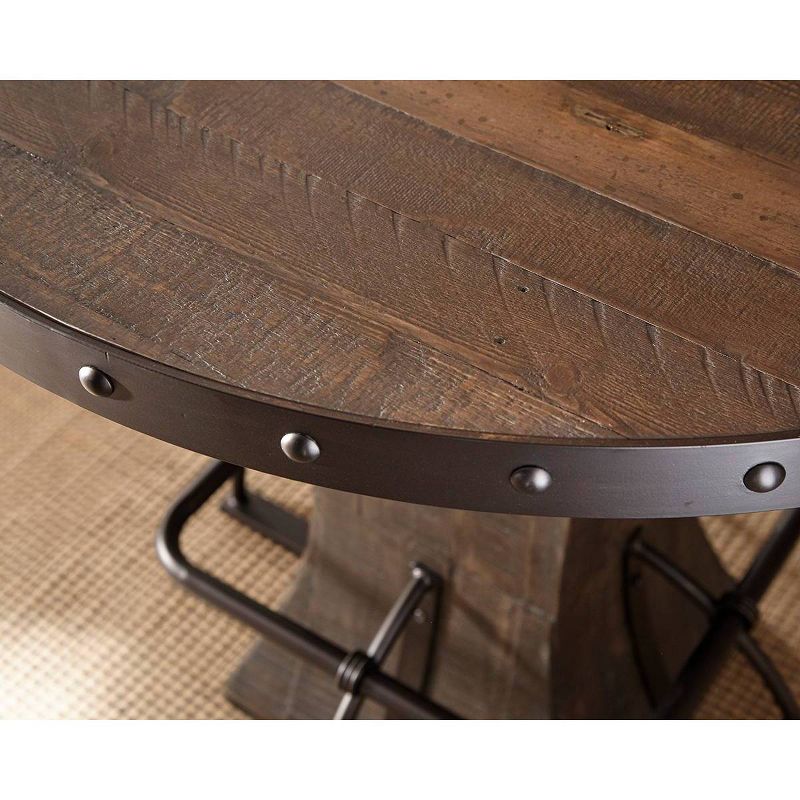 Jennings Round Counter Height Dining Table Wood/Metal Distressed Walnut Finished Wood/Brown Metal - Hillsdale Furniture, 4 of 6