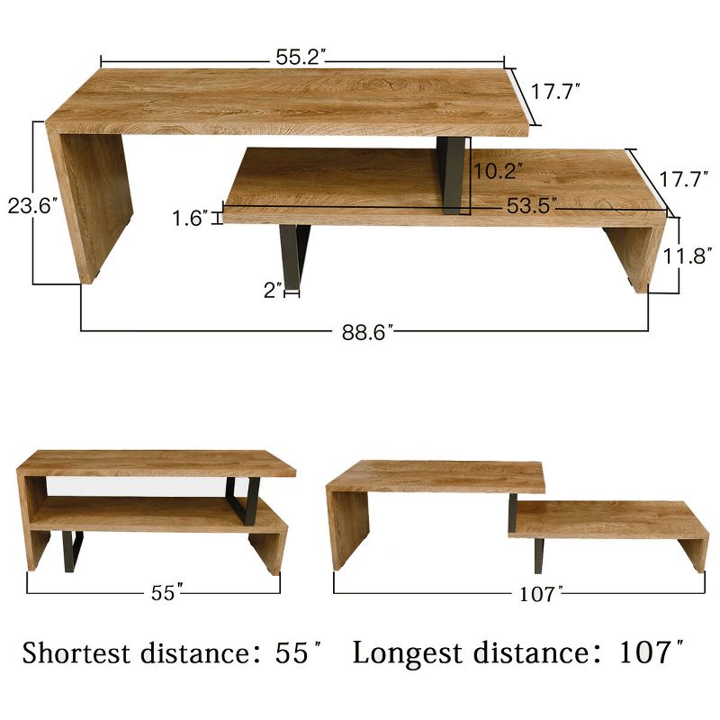 Constance 90° Rotation And Wide Extension Length From 55" to 107" Rectangle Console Table-The Pop Maison, 4 of 10