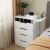 DOMETOUR Vanity Desk with Hidden Panel, Mirror with Lights, Charging Station, 3 Drawers, Compact Dressing Table with Hidden Stool - 2 of 4
