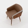 ARTPLAN Mid Century Modern Dining Chair, Faux Leather with Walnut,Uphoolsted Accent Arm Chair,Sitting Chair with Wooden Gold Metal feet - 2 of 4