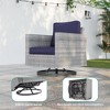 Sonkuki 8-Piece Patio Conversation Set, Outdoor Furniture Set with 4 Rattan Swivel Rocking Chairs, Side Table, Ottoman and Navy Blue Cushion - 4 of 4