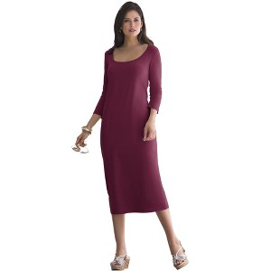 Jessica London Women's Plus Size Stretch Cotton T-Shirt Dress - 1 of 4