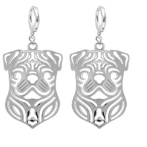 Pug Dog Pendant Necklace Earrings Set Sterling Silver Womens Ginger Lyne Collection - 1 of 4