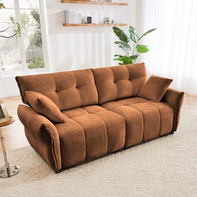 2 Seater Sofa with High Resilience Foam Cushions Modern Chenille Fabric Upholstery for Living Room White