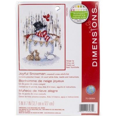 Dimensions Counted Cross Stitch Kit 5"X7"-Joyful Snowman (14 Count)