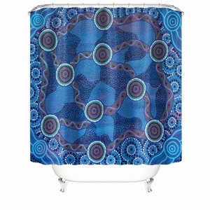 Blue Retro Pattern Shower Curtains for Bathroom Waterproof Fabric Bath Curtain Durable Soft Stylish Bathroom Decor 72x72 Inch - 1 of 1