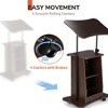 Yescom Wood Lectern Podium Stand with Storage Shelf Height Adjustable Tilting Rolling Laptop Cart on Wheels for School Church Office Brown - 2 of 4