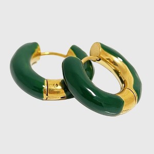 Anna-Kaci Women's Enamel Huggie Hoop Earrings - Small Hoops for Everyday Wear - 1 of 3