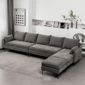 EROMMY U Shaped Sectional Sofa,Chenille Convertible Sectional Couch Ottman for Living Room,Grey - 1 of 4