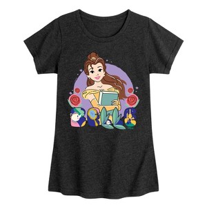 Girls' - Disney Princess - Belle with Book Fitted Short Sleeve Graphic T-Shirt - 1 of 4