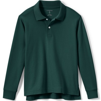 Lands' End School Uniform Kids Long Sleeve Interlock Polo Shirt - Small ...