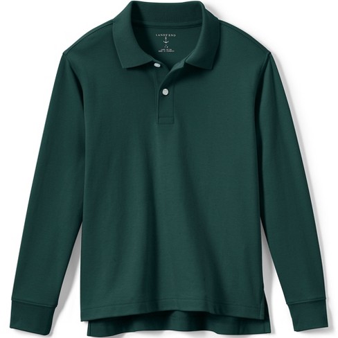 Lands' End School Uniform Kids Long Sleeve Interlock Polo Shirt - X ...