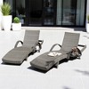 Set of 2 Outdoor Chaise Lounge Chairs with Adjustable Backrest, Pull-Out Side Table, UV-Tested Wicker, and Heavy Duty Construction - 3 of 4