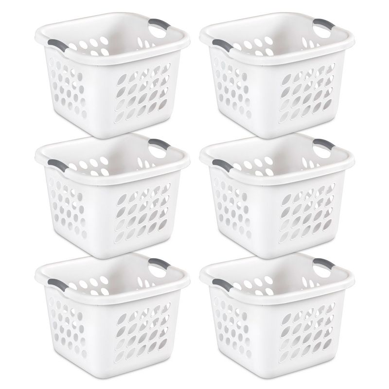 Sterilite 1.5 Bushel Ultra Square Laundry Basket, Plastic, Comfort Handles to Easily Carry Clothes to and from the Laundry Room, White, 12-Pack, 2 of 6