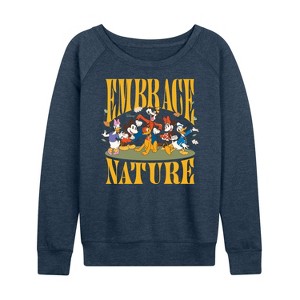 Women's - Disney - Embrace Nature Lightweight French Terry Wide Neck Long Sleeve Shirt - 1 of 4