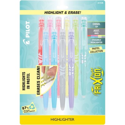 Pilot 10pk FriXion Light Pastel Erasable Highlighters Chisel Tip Assorted Inks
