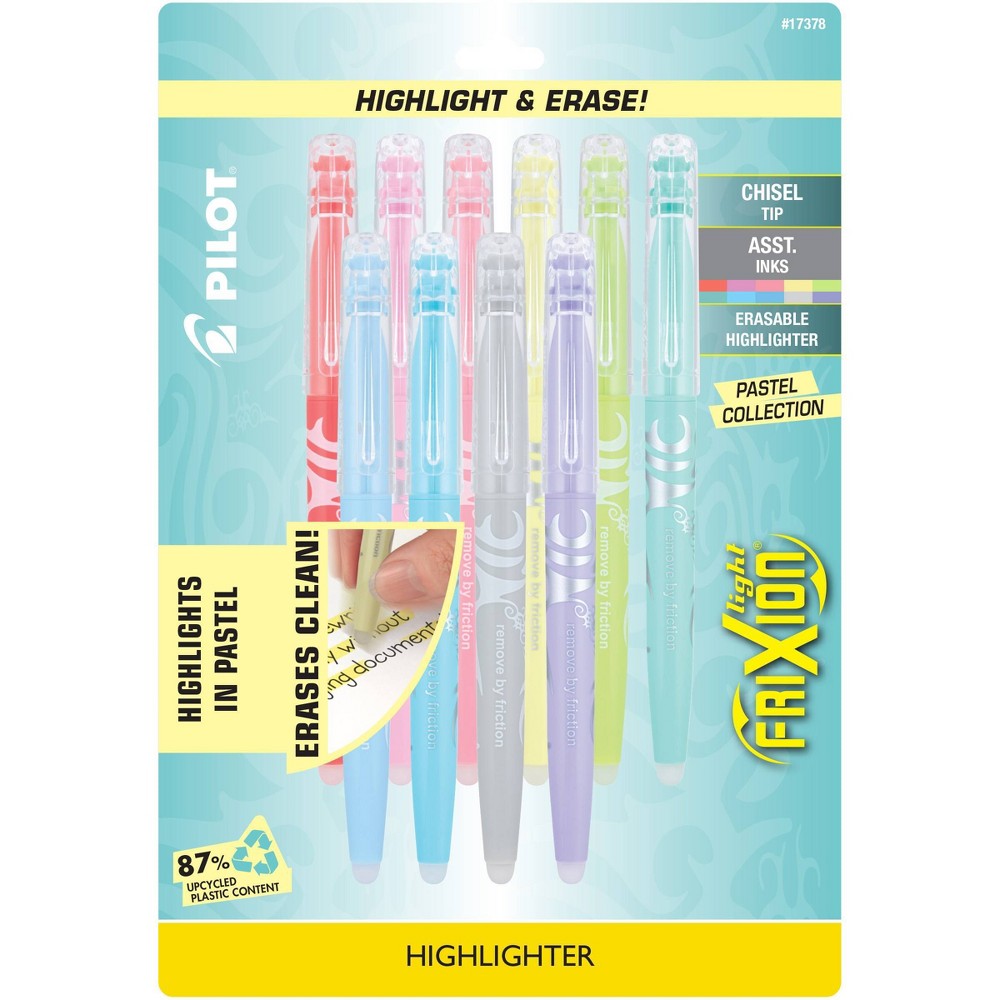 Photos - Felt Tip Pen Pilot 10pk FriXion Light Pastel Erasable Highlighters Chisel Tip Assorted