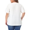 Agnes Orinda Women's Plus Size Summer Eyelet V Neck Short Sleeve Blouse - 4 of 4