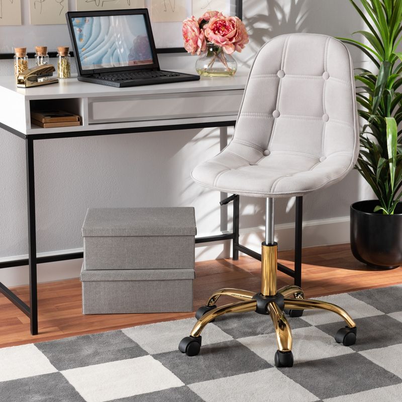 Baxton Studio Kabira Contemporary Glam and Luxe Velvet Fabric and Metal Swivel Office chair, 1 of 11