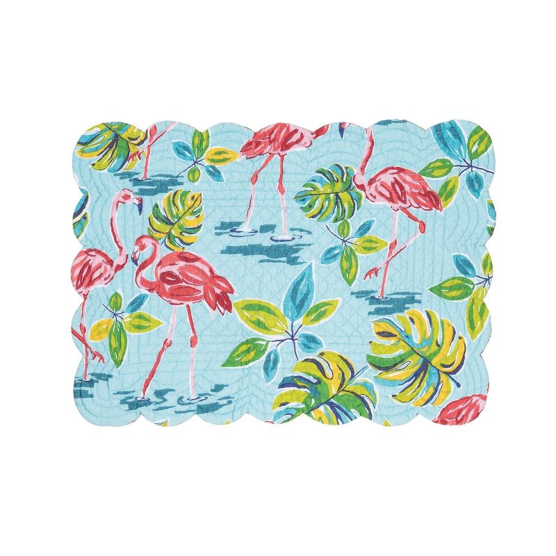 C&F Home Flamingo Garden Coastal Sea Life Cotton Quilted Rectangular Reversible Placemat Set of 6, 3 of 8