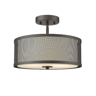 Chloe Lighting Juliana Transitional 2 Light Rubbed Bronze Semi-Flush Ceiling Fixture 13" Wide