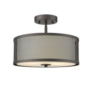Chloe Lighting Juliana Transitional 2 Light Rubbed Bronze Semi-Flush Ceiling Fixture 13" Wide - 1 of 4