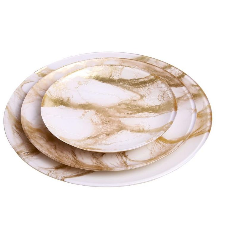 Classic Touch Set Of 4 Gold-White Marble Plates - 6.5"D, 2 of 4