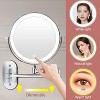 FASCINATE Rechargeable Wall Mounted Lighted Makeup Mirror 1X/10X and 3 Color Lights, 2-Sided Dimmable LED Lights, Extended Arm 360° Swivel - 4 of 4