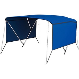 Bimini Top Cover, 3 Bow Bimini Tops with Mesh Sidewalls, Boat Shades Canopy, 2 Straps, 2 Rear Support Poles, 1 Inch Aluminum Frame - 1 of 4