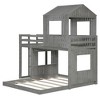 TiramisuBest Wooden Twin Over Full Bunk Bed,Loft Bed with Playhouse,Farmhouse,Ladder and Guardrails,Antique Gray - 4 of 4