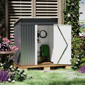 SEVOBAL Storage Sheds Outdoor Storage Room With All-Weather Design Metal Tool Shed For Backyard, Patio, Lawn, Gray, 63"*37.4"*71.26" - 1 of 4