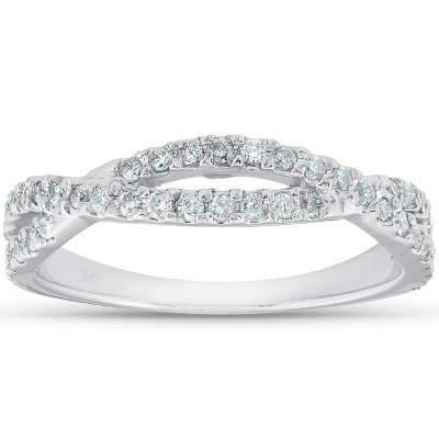 Pompeii3 3/8ct Diamond Wedding Ring Womens Infinity Crossover Band 14k White Gold