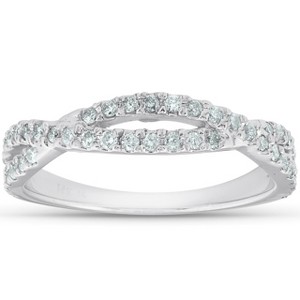 Pompeii3 3/8ct Diamond Wedding Ring Womens Infinity Crossover Band 14k White Gold - 1 of 4