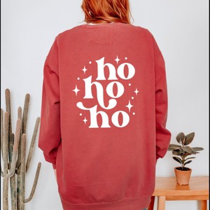 Simply Sage Market Whimsical Ho Ho Ho Front And Back Garment Dyed Sweatshirt - 1 of 4