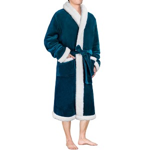 PAVILIA Mens Robe, Soft Bathrobe for Men, Fleece Warm Long Plush Microfiber Shawl Collar Pocket, Bath Shower Spa - 1 of 4