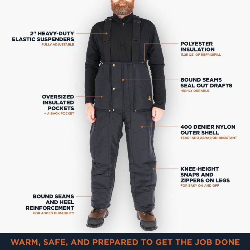 RefrigiWear Men's Iron-Tuff Insulated Low Bib Overalls -50F Cold Protection, 3 of 7