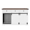 YOOCOZZ 55.1" Dog Crate with 3 Storage Drawers, Farmhouse Dog Crate with Side Door and Sliding Barn Door, Medium-White - 2 of 4